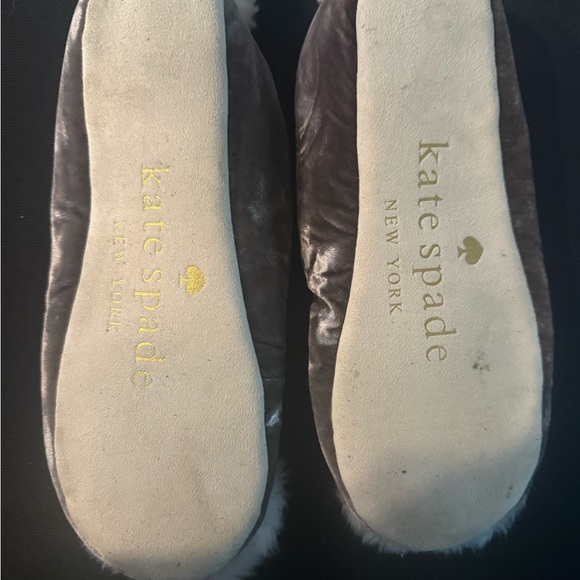 Kate Spade New York Furry White and Gray Bunny Slippers 6 - Picture 2 of 4